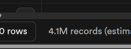 Database table view showing 4.1M records (estimated)