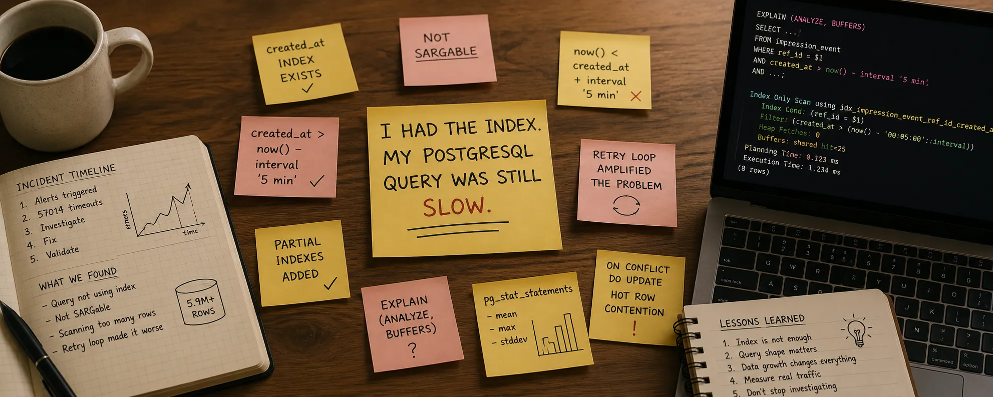 Incident notes: sargability, EXPLAIN ANALYZE, and the retry loop that made it worse